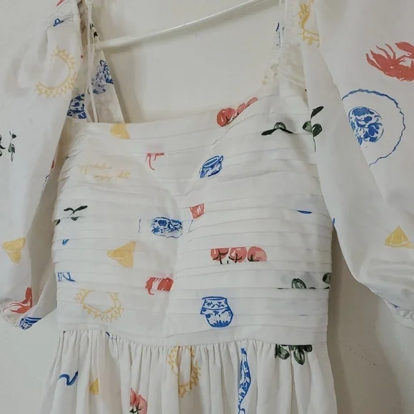 Abercrombie & Fitch Emerson Poplin Puff Sleeve Midi Dress Size XXST Novelty Prin - Picture 4 of 15